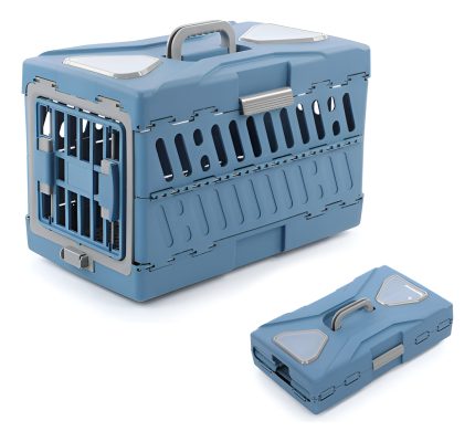 Jaula Canil Transportador De Mascotas Plegable Azul