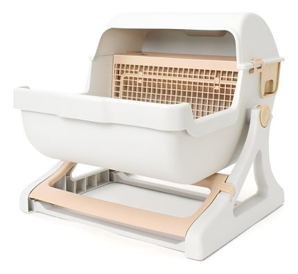 Arenero Semi Automático Para Gatos Beige
