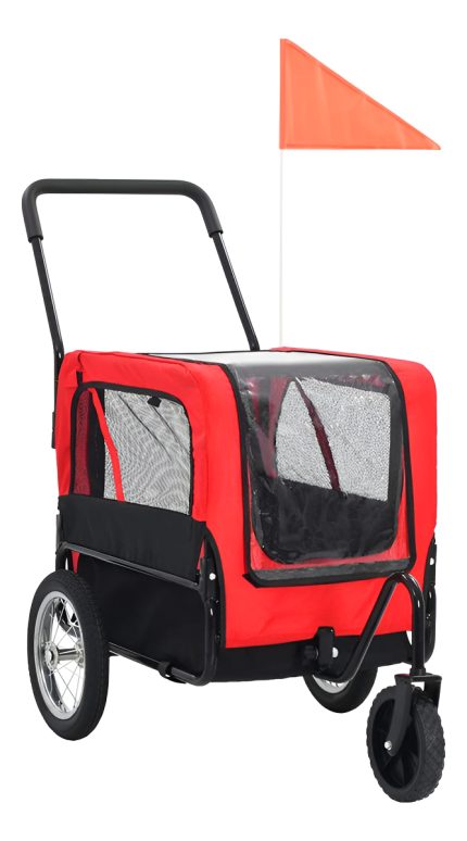 Coche Transportador De Paseo Para Mascotas 2 En 1 Rojo