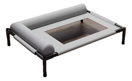 Cama Elevada Para Mascotas Con Acolchado Cómodo En Laterales Gris