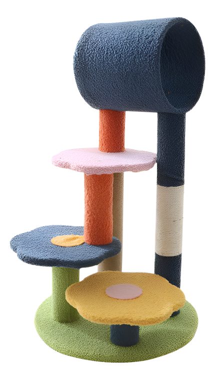Torre De Juegos De 4 Niveles Para Gatos Con Postes Rascador Azul