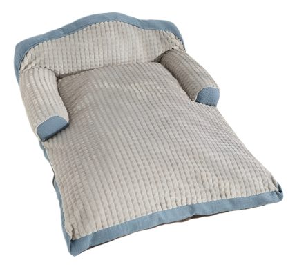 Cama Para Mascotas Con Respaldo Talla L Azul Claro Liso