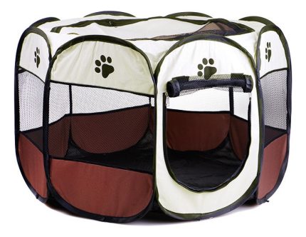Corral Plegable Y Portátil Para Mascotas Talla M Marrón