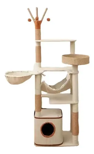 Rascador Torre Para Gatos De 4 Niveles Sisal Imitación Lino